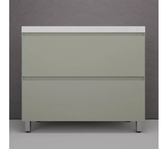 Тумба напольная Style line "Манхэттен 100/80/70/60" ЭМАЛЬ с  раковиной ASTI , 2 ящика ,PLUS ,олива, Выбрать цвет: Олива, Выбрать размер: 100, Внешний вид: с белой раковиной