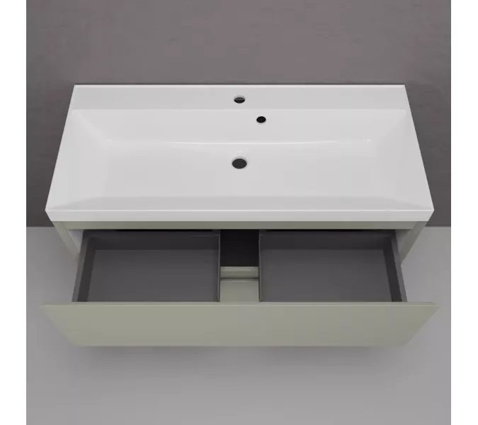 Тумба напольная Style line "Манхэттен 100/80/70/60" ЭМАЛЬ с  раковиной ASTI , 2 ящика ,PLUS ,олива, Выбрать цвет: Олива, Выбрать размер: 100, Внешний вид: с белой раковиной, изображение 3