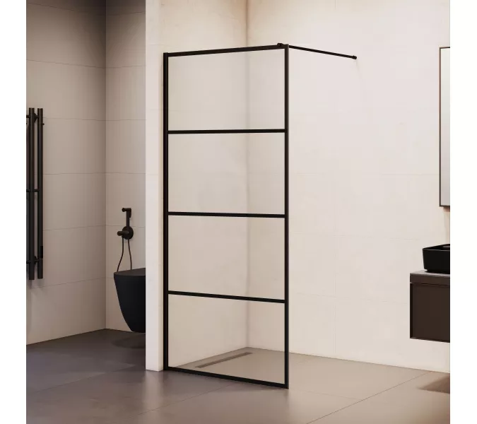 Душевая перегородка RGW WA-019B прозр. с рисунком/черный, Цвет стекла: с рисунком, Цвет профиля: Черный, Выбрать размер: 60, изображение 2