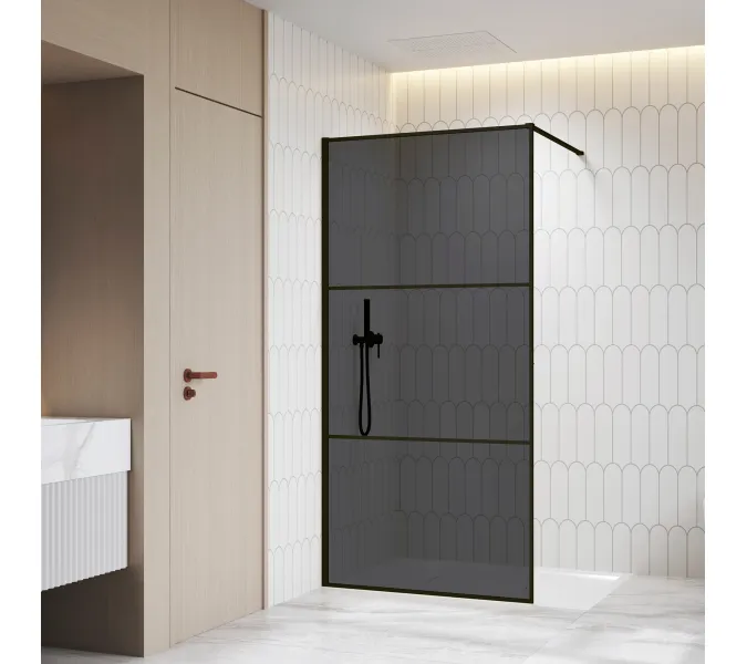 Душевая перегородка RGW WA-09B тонированное/черный, Цвет стекла: тонированное, Цвет профиля: Черный, Выбрать размер: 90