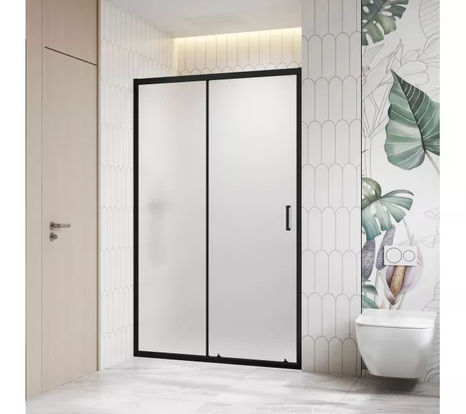 Душевая дверь RGW CL-13B рифленое/черный, Цвет стекла: рифленое, Цвет профиля: Черный, Выбрать размер: 120