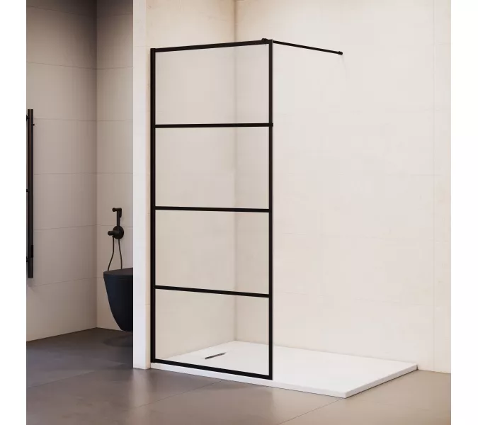 Душевая перегородка RGW WA-019B прозр. с рисунком/черный, Цвет стекла: с рисунком, Цвет профиля: Черный, Выбрать размер: 60