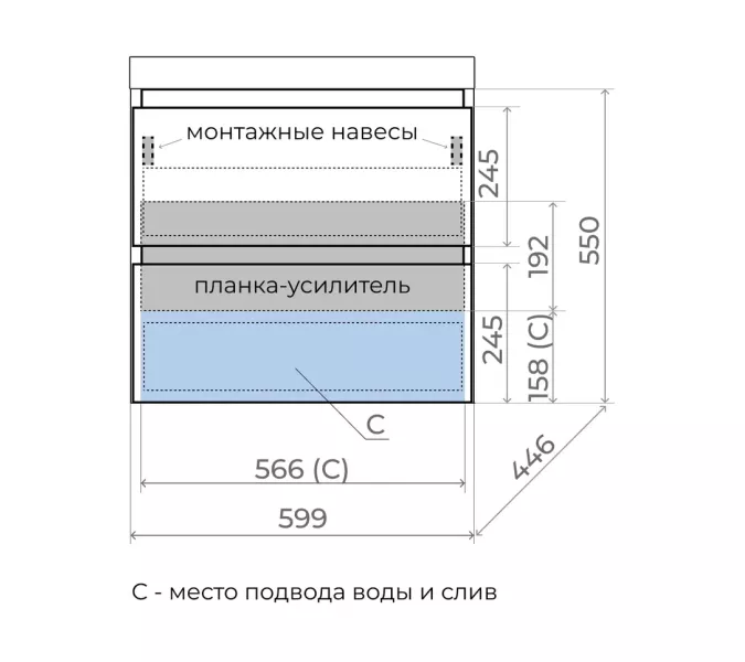 Тумба подвесная "Манхэттен 100/80/70/60" ЭМАЛЬ с  раковиной  ASTI , 2 ящика ,PLUS , белый матовый, Выбрать цвет: Белый, Выбрать размер: 60, Внешний вид: с белой раковиной, изображение 7