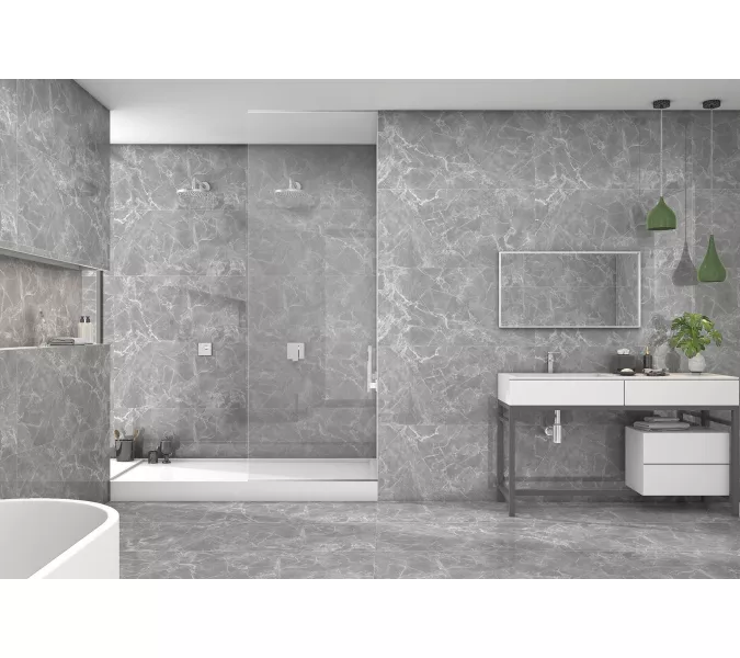 Керамогранит Solo_GT Серый полир., Выбрать цвет: Серый, Выбрать размер: 60х120, изображение 8