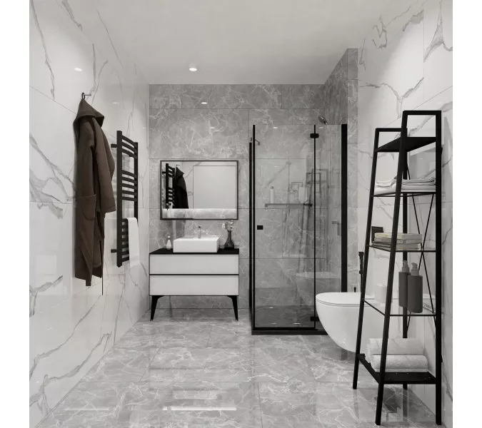 Керамогранит Solo_GT Серый полир., Выбрать цвет: Серый, Выбрать размер: 60х120, изображение 9