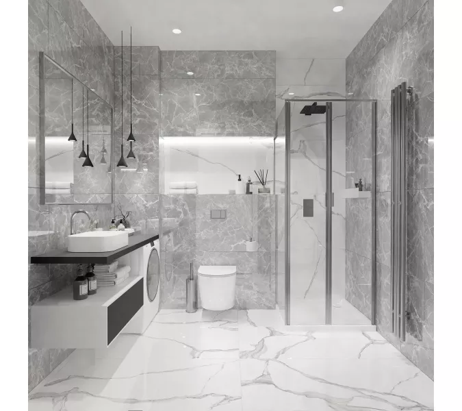 Керамогранит Solo_GT Серый полир., Выбрать цвет: Серый, Выбрать размер: 60х120, изображение 10