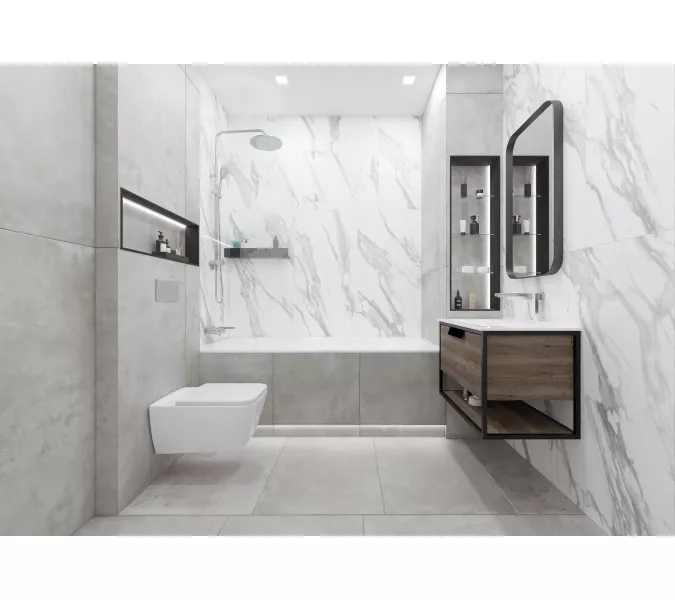 Плитка грес глаз. Vibe_GT Светло-серый  60*60/60*120, Выбрать цвет: Светло-серый, Выбрать размер: 60х120, изображение 13