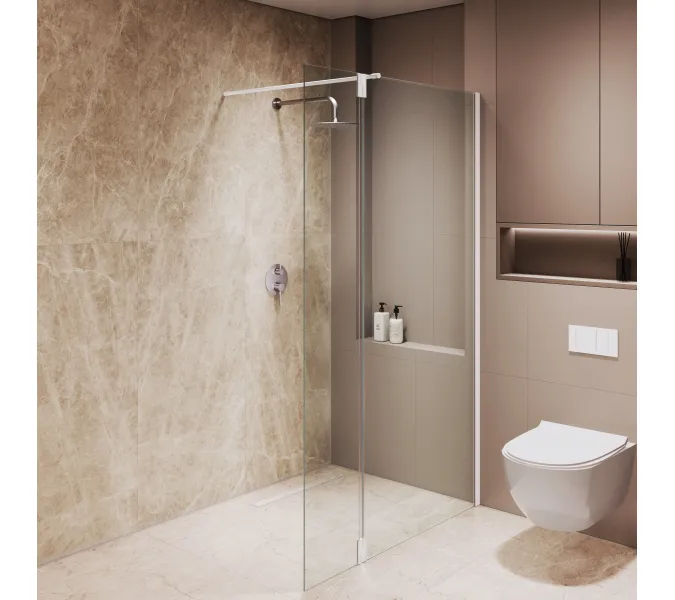 Душевая перегородка RGW WA-051W (WA-01W0 + Z-071W), Цвет стекла: прозрачное, Цвет профиля (вариация): Белый, Выбрать размер: 110, изображение 11