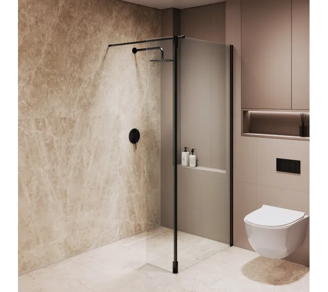 Душевая перегородка RGW WA-051B (WA-010B + Z-071B), Цвет стекла: прозрачное, Цвет профиля (вариация): Черный, Выбрать размер: 120, изображение 14