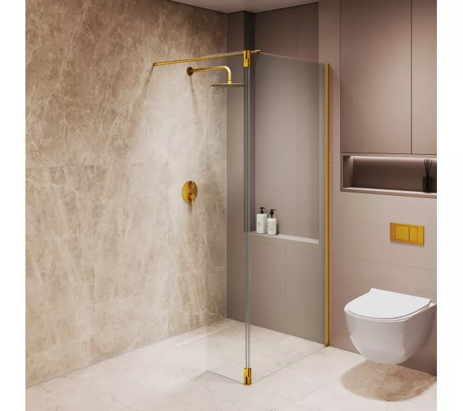 Душевая перегородка RGW WA-051Gb (WA-010Gb + Z-071Gb), Цвет стекла: прозрачное, Цвет профиля (вариация): Золото, Выбрать размер: 90, изображение 13