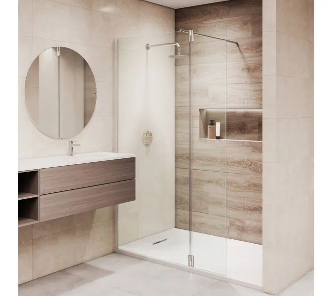 Душевая перегородка RGW WA-051 (WA-010 + Z-071), Цвет стекла: прозрачное, Цвет профиля (вариация): Хром, Выбрать размер: 80, изображение 11