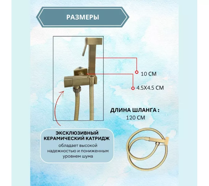 Душ гигиенический ACWEN 82009BG золото, Выбрать цвет: Матовое золото, изображение 2