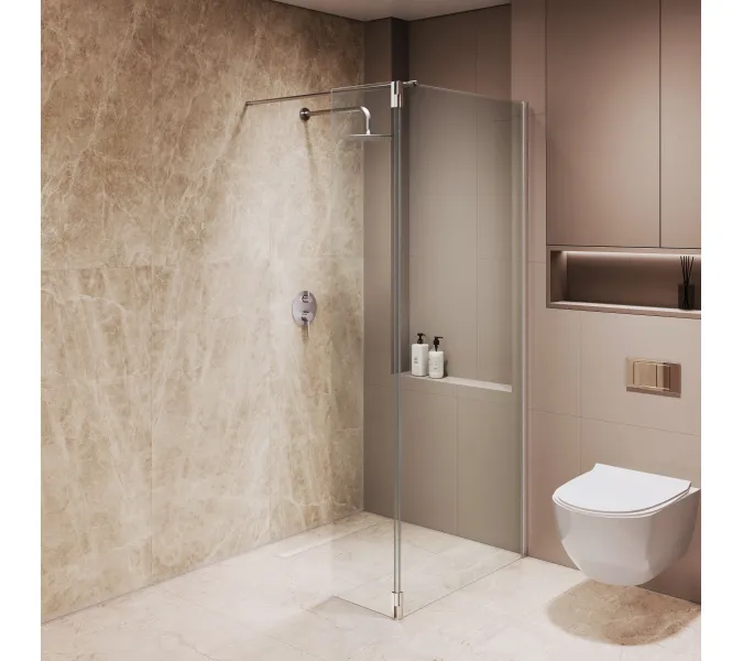 Душевая перегородка RGW WA-051 (WA-010 + Z-071), Цвет стекла: прозрачное, Цвет профиля (вариация): Хром, Выбрать размер: 80, изображение 13