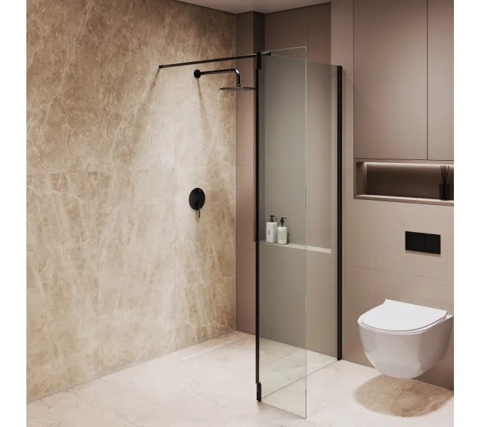 Душевая перегородка RGW WA-051B (WA-010B + Z-071B), Цвет стекла: прозрачное, Цвет профиля (вариация): Черный, Выбрать размер: 120, изображение 15