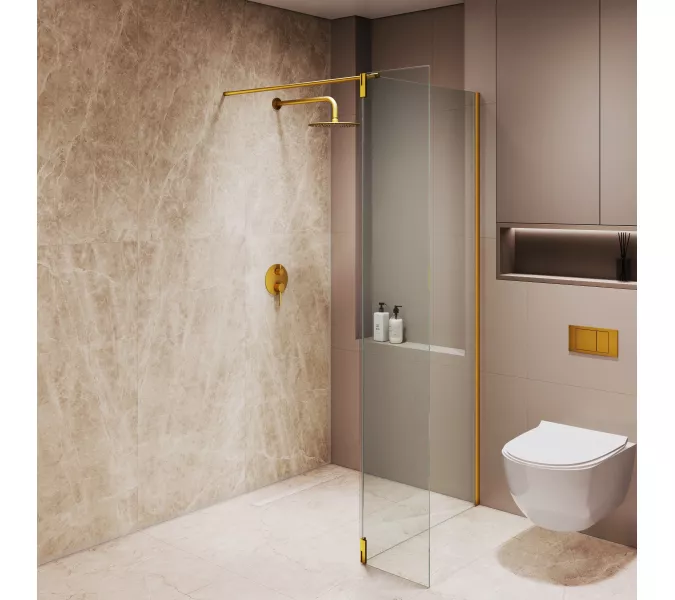 Душевая перегородка RGW WA-051Gb (WA-010Gb + Z-071Gb), Цвет стекла: прозрачное, Цвет профиля (вариация): Золото, Выбрать размер: 90, изображение 14