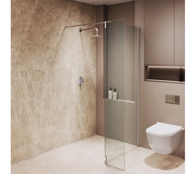 Душевая перегородка RGW WA-051 (WA-010 + Z-071), Цвет стекла: прозрачное, Цвет профиля (вариация): Хром, Выбрать размер: 80, изображение 14