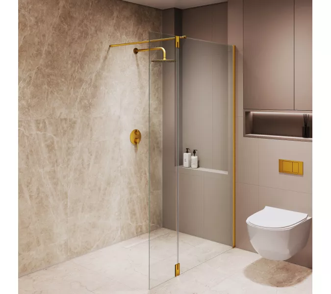Душевая перегородка RGW WA-051Gb (WA-010Gb + Z-071Gb), Цвет стекла: прозрачное, Цвет профиля (вариация): Золото, Выбрать размер: 90, изображение 15