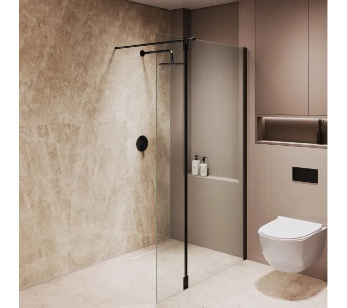 Душевая перегородка RGW WA-051B (WA-010B + Z-071B), Цвет стекла: прозрачное, Цвет профиля (вариация): Черный, Выбрать размер: 120, изображение 16