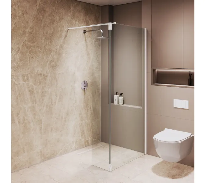 Душевая перегородка RGW WA-051W (WA-01W0 + Z-071W), Цвет стекла: прозрачное, Цвет профиля (вариация): Белый, Выбрать размер: 110, изображение 14