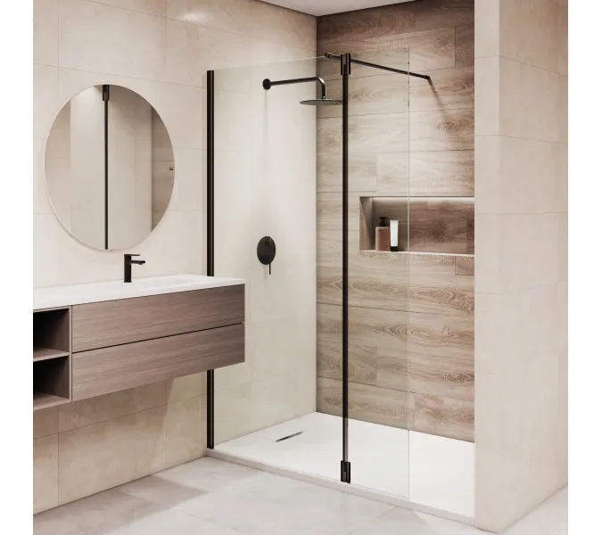 Душевая перегородка RGW WA-051B (WA-010B + Z-071B), Цвет стекла: прозрачное, Цвет профиля (вариация): Черный, Выбрать размер: 120, изображение 17