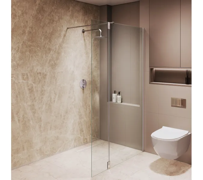 Душевая перегородка RGW WA-051 (WA-010 + Z-071), Цвет стекла: прозрачное, Цвет профиля (вариация): Хром, Выбрать размер: 80, изображение 15