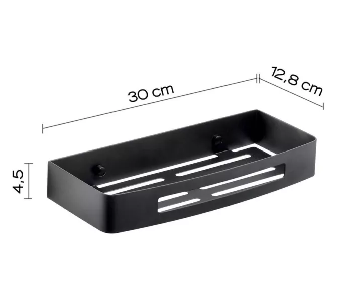 Gedy  полка-решетка прямоугольная 1-уровневая  длина 30 см   черный матовый, изображение 2