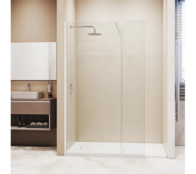 Душевая перегородка RGW WA-051W (WA-01W0 + Z-071W), Цвет стекла: прозрачное, Цвет профиля (вариация): Белый, Выбрать размер: 110