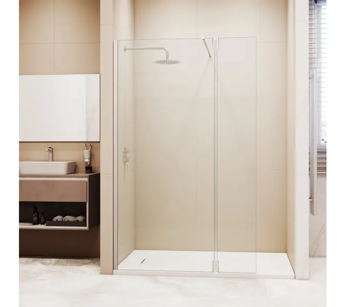 Душевая перегородка RGW WA-051 (WA-010 + Z-071), Цвет стекла: прозрачное, Цвет профиля (вариация): Хром, Выбрать размер: 80