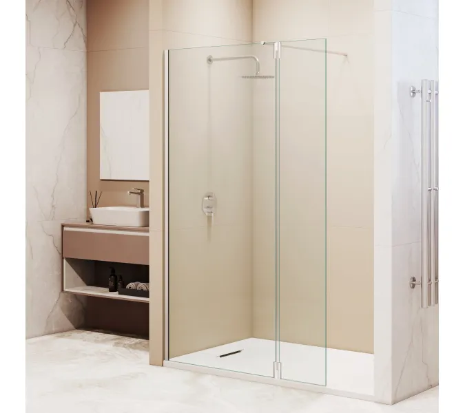 Душевая перегородка RGW WA-051 (WA-010 + Z-071), Цвет стекла: прозрачное, Цвет профиля (вариация): Хром, Выбрать размер: 80, изображение 2