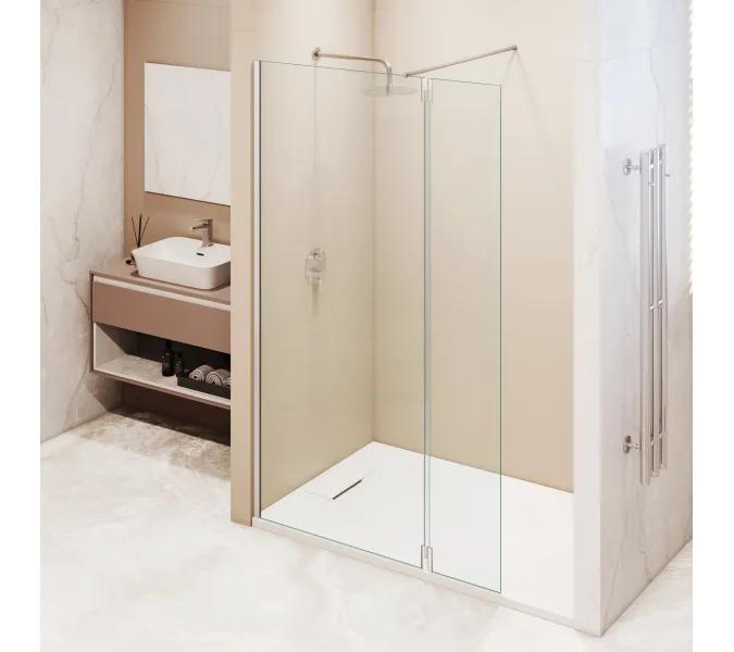 Душевая перегородка RGW WA-051 (WA-010 + Z-071), Цвет стекла: прозрачное, Цвет профиля (вариация): Хром, Выбрать размер: 80, изображение 3