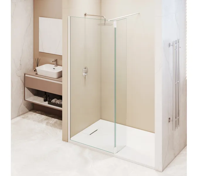 Душевая перегородка RGW WA-051W (WA-01W0 + Z-071W), Цвет стекла: прозрачное, Цвет профиля (вариация): Белый, Выбрать размер: 110, изображение 5