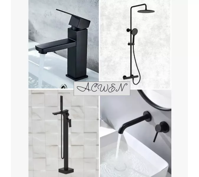 Душевая стойка  ACWEN  80050В с термостатом, Выбрать цвет: Черный, изображение 12