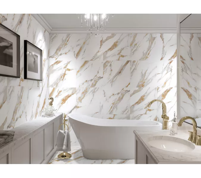 Плитка грес глаз. Calacatta Royal_GT Белый 60*60/60*120, Выбрать размер: 60*60, изображение 14