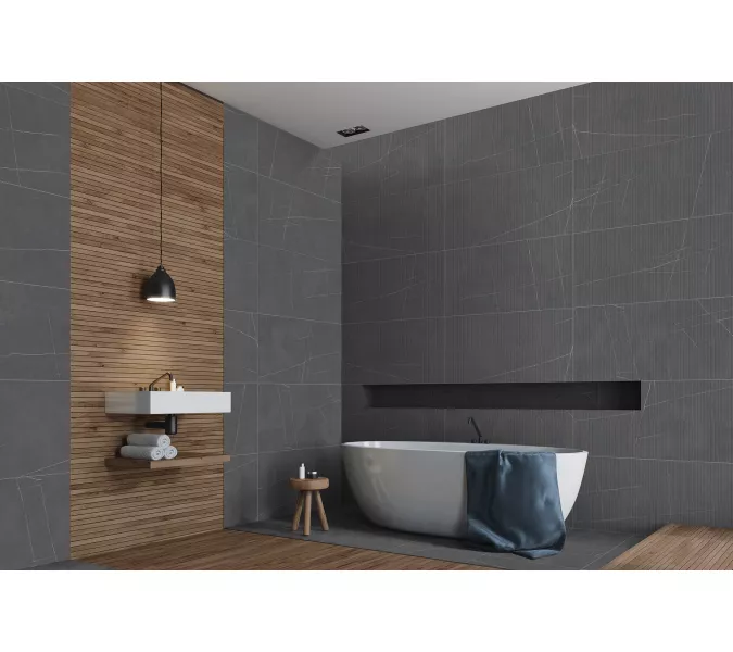 Керамогранит Nylo_GT Черный 60x120 линии, Выбрать цвет: Черный/линии, изображение 6