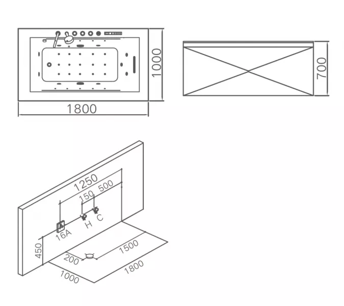 Акриловая гидромассажная ванна Gemy G9258  180*100, изображение 11
