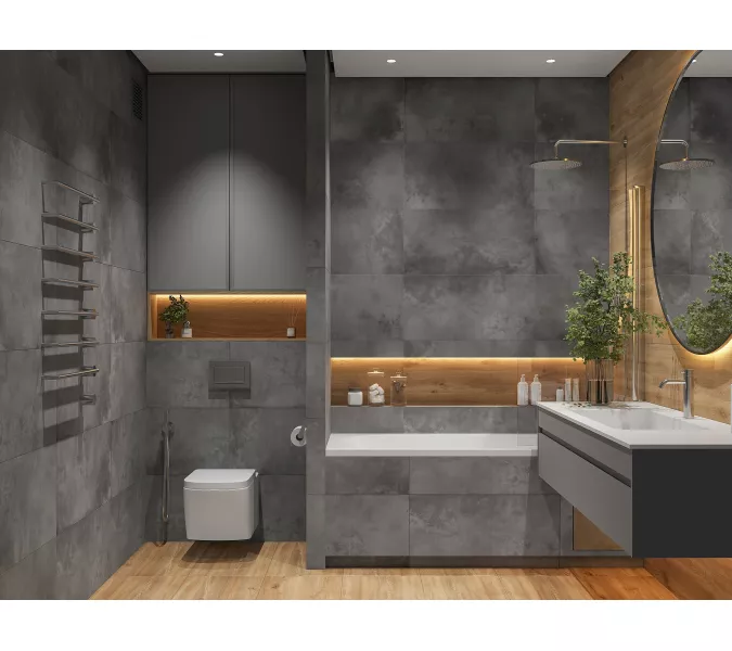 Керамогранит Woodstock_GT Бежевый 40x80 танграм, Выбрать цвет: Бежевый танграм, изображение 8