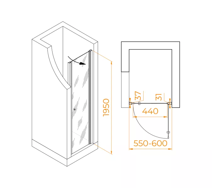 Душевая дверь RGW Dolphin TN-03, Цвет стекла: матовое, Цвет профиля: Хром, Выбрать размер: 60, изображение 3