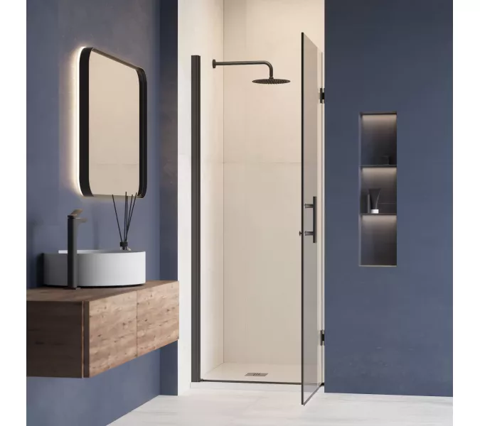 Душевая дверь RGW HO-011B, Цвет стекла: прозрачное, Цвет профиля (вариация): Черный, Выбрать размер: 70, изображение 4