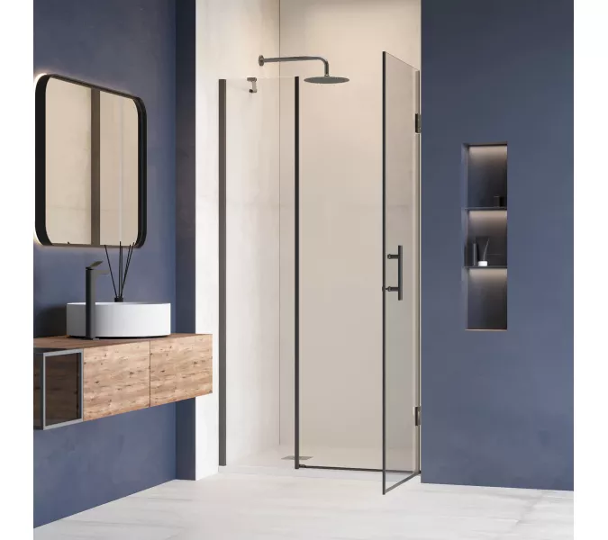 Душевая дверь RGW HO-012B, Цвет стекла: прозрачное, Цвет профиля (вариация): Черный, Выбрать размер: 90, изображение 3