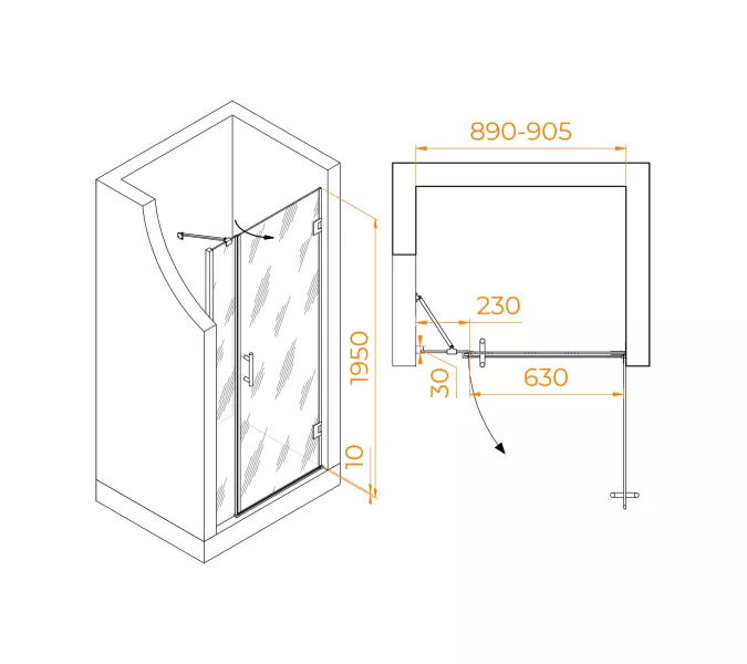 Душевая дверь RGW HO-012B, Цвет стекла: прозрачное, Цвет профиля (вариация): Черный, Выбрать размер: 90, изображение 5