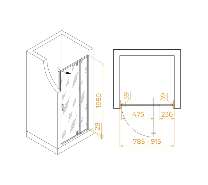 Душевая дверь RGW PA-008, Цвет стекла: прозрачное, Цвет профиля (вариация): Хром, Выбрать размер: 80, изображение 6