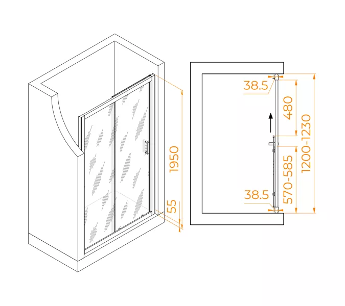 Душевая дверь RGW PA-016B, Цвет стекла: прозрачное, Цвет профиля (вариация): Черный, Выбрать размер: 120, изображение 6