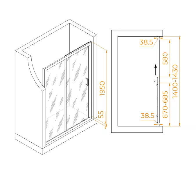 Душевая дверь RGW PA-016, Цвет стекла: матовое, Цвет профиля (вариация): Хром, Выбрать размер: 140, изображение 6
