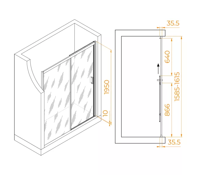 Душевая дверь RGW PA-017B, Цвет стекла: прозрачное, Цвет профиля (вариация): Черный, Выбрать размер: 160, изображение 6