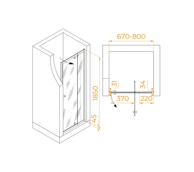 Душевая дверь RGW PA-02 NEW, Цвет стекла: шиншила, Цвет профиля (вариация): Хром, Выбрать размер: 70, изображение 6