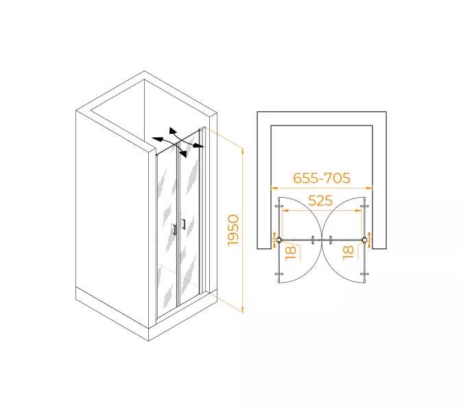Душевая дверь RGW PA-104B, Цвет стекла: прозрачное, Цвет профиля (вариация): Черный, Выбрать размер: 70, изображение 7