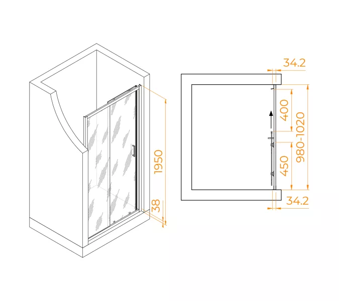 Душевая дверь RGW PA-14 100х195, Цвет стекла: шиншила, Цвет профиля (вариация): Хром, Выбрать размер: 100, изображение 11
