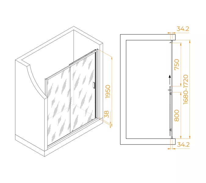 Душевая дверь RGW PA-14Gb, Цвет стекла: прозрачное, Цвет профиля (вариация): Золото, Выбрать размер: 170, изображение 3