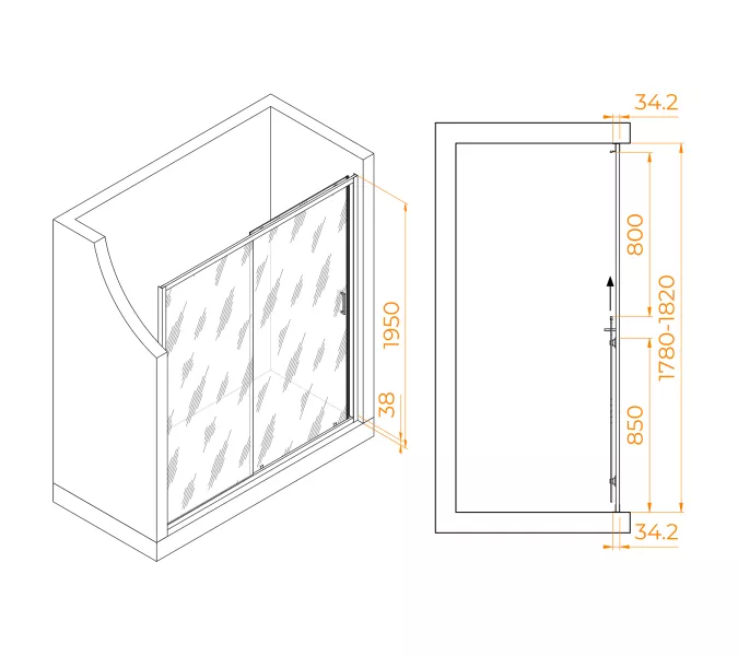 Душевая дверь RGW PA-14, Цвет стекла: прозрачное, Цвет профиля (вариация): Хром, Выбрать размер: 180, изображение 7