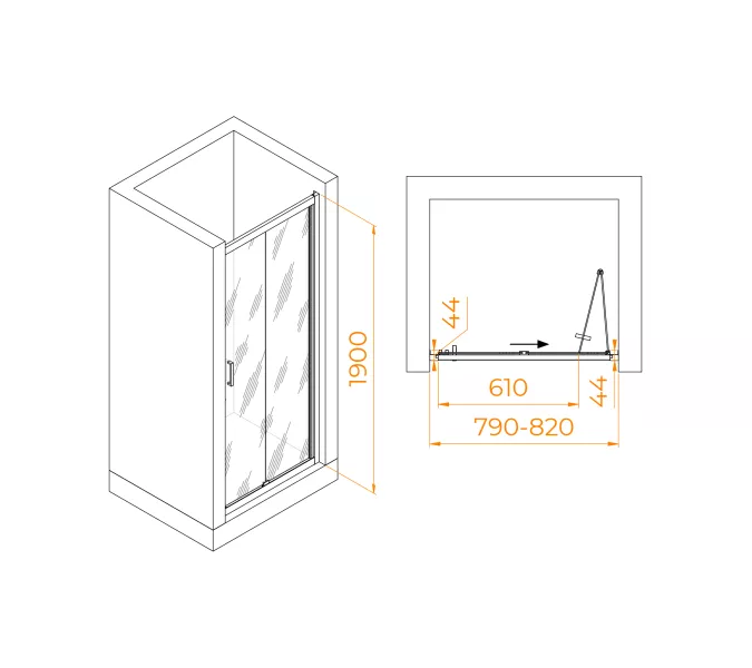 Душевая дверь RGW PA-21, Цвет профиля (вариация): Хром, Выбрать размер: 80, изображение 8